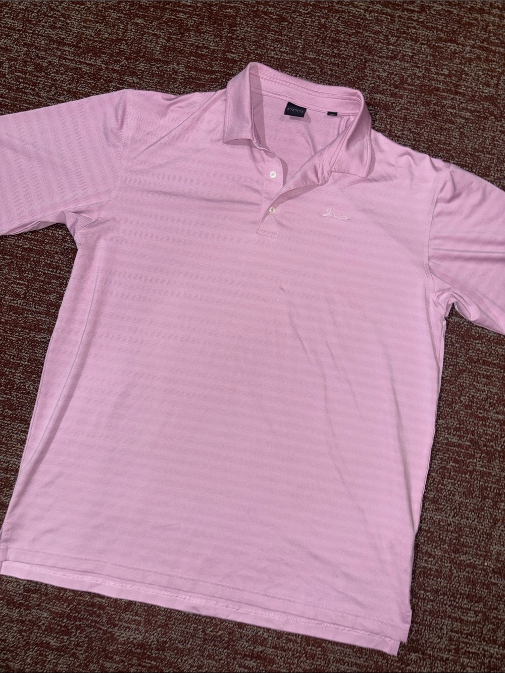 Dunning golf men’s short sleeve polo monochromatic stripe pink athletic shirt